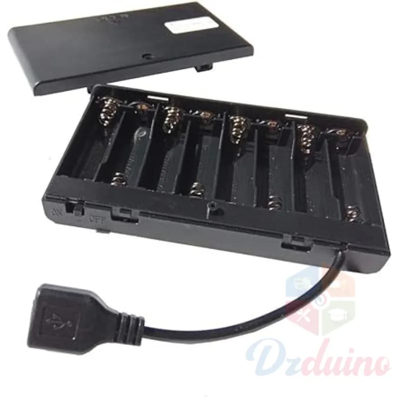8xAA Battery Holder With USB Power Port
