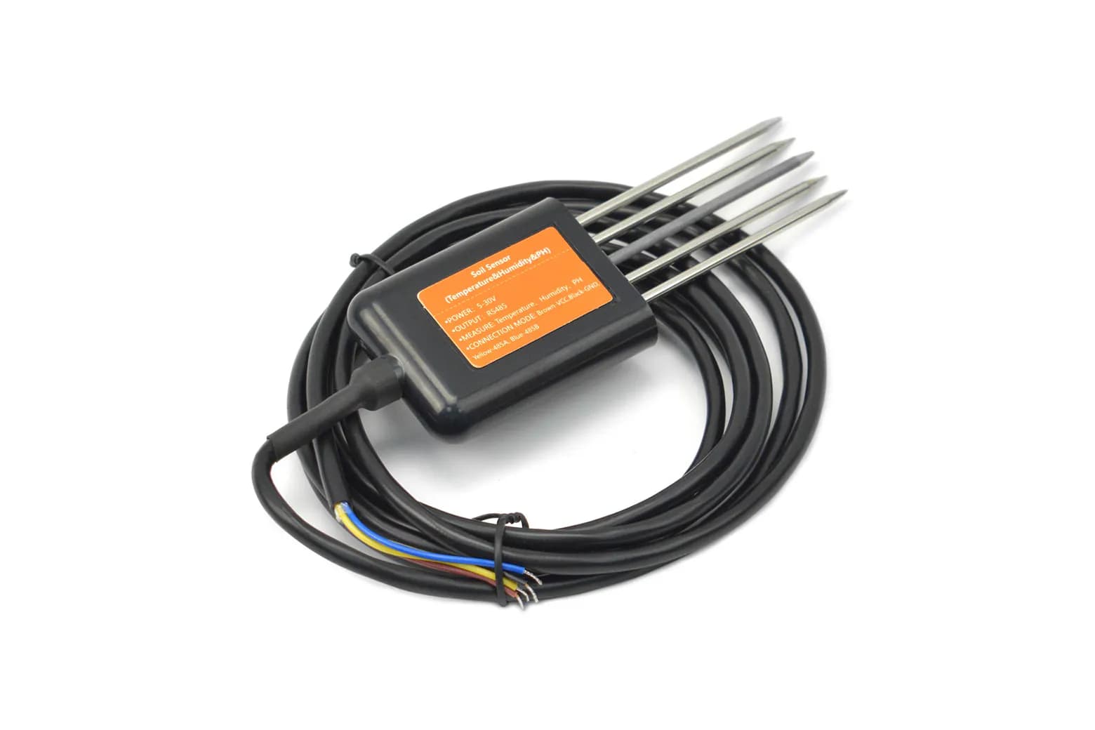 RS485 4-in-1 Soil Moisture, Temperature, pH &amp; EC Sensor for Smart Agriculture (IP68, 5-30V)