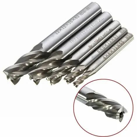 3Pcs HSS CNC  4 Flute End Mill  8mm 10mm 12mm