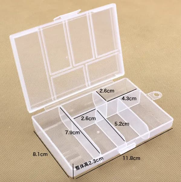 Component Plastic box size 8.1x11.8x2.3cm