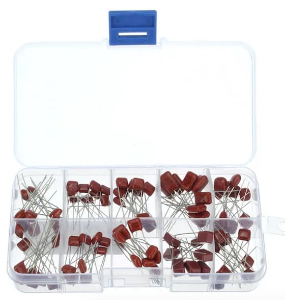 100 pcs Metallized Polyester  Capacitors Assortment Kit, 10nF ~ 470nF