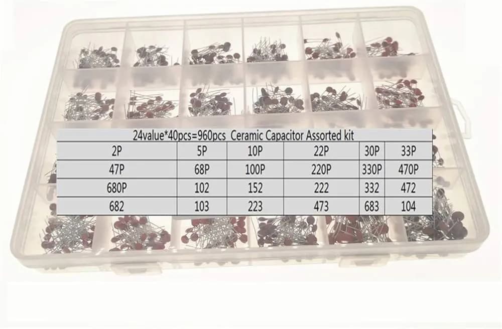 960Pcs/Lot 2PF-0.1UF 50V 24Value*40Pcs Ceramic Capacitor Assortment Kit