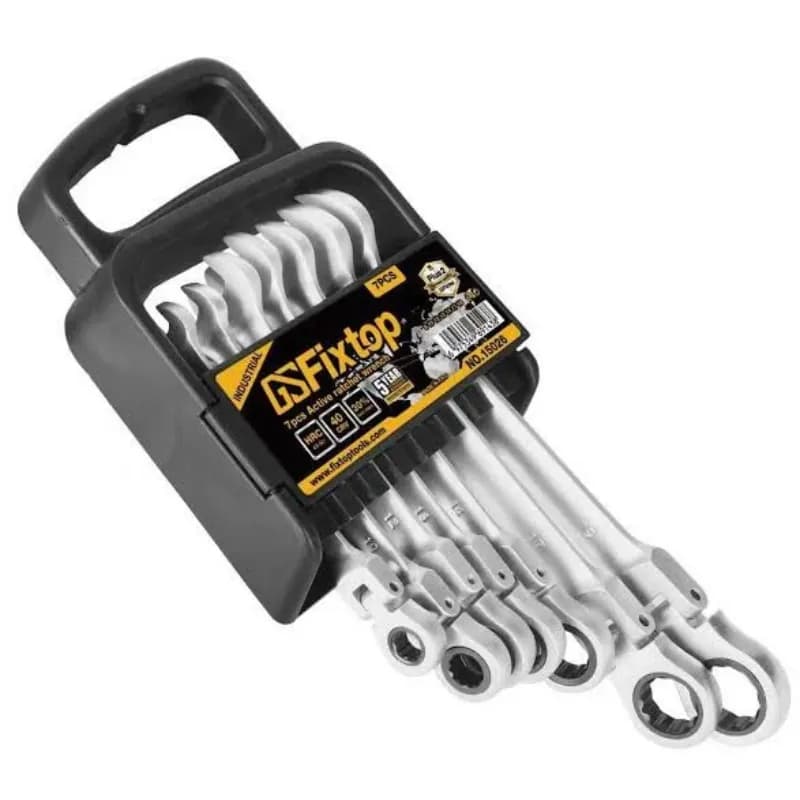 FIXTOP 15026 – 7-Piece Combination Ratcheting Wrench Set (8–19 mm)