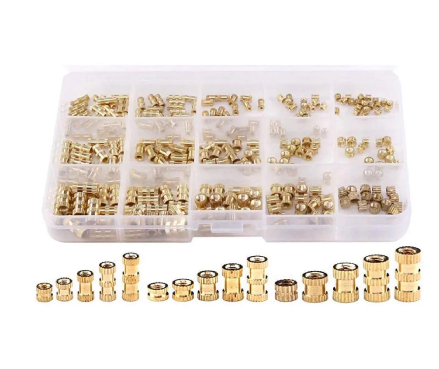 250 Pcs M2 M3 M4 Female Thread Brass Knurled Nuts Assortment Kit