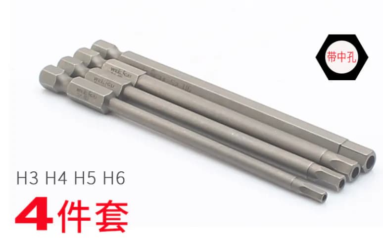 4pcs 100 mm Magnetic Hex Head Screwdriver Bits