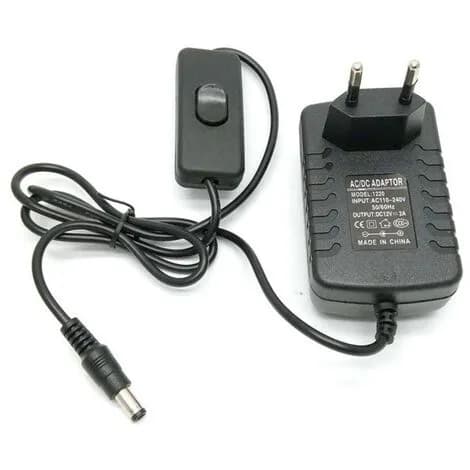 AC/DC Voltage Adapter, 12V - 1.25A with switch