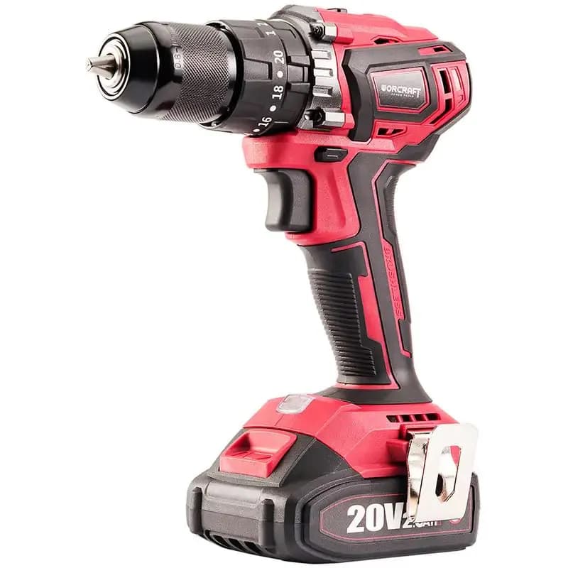 74Pcs Tool Box with 20V Cordless Brushless Impact Drill Driver WORCRAFT