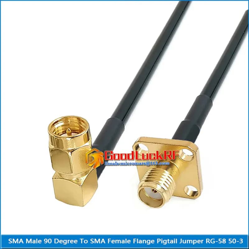 SMA Male Right Angle to SMA Female 4 Hole