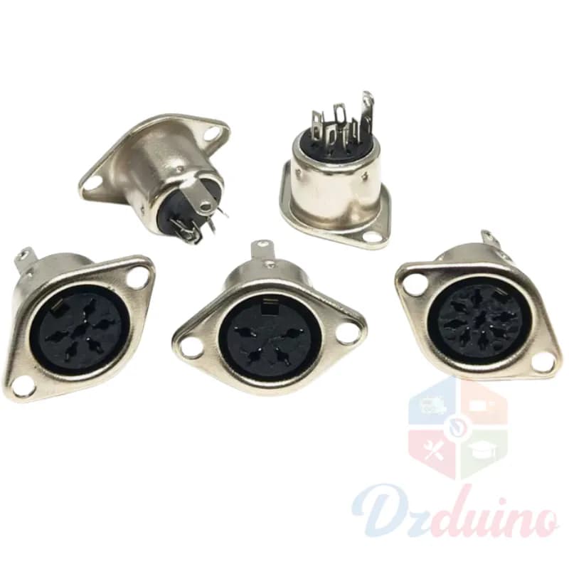 Panel Mount Female Jack DIN Adapter MIDI Cable Connector with Metal Case
