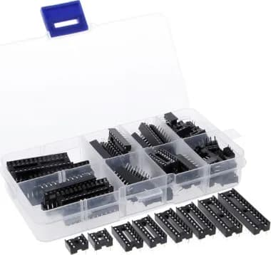 66Pcs DIP IC Sockets Adaptor Solder  6,8,14,16,18,20,24,28 Pin