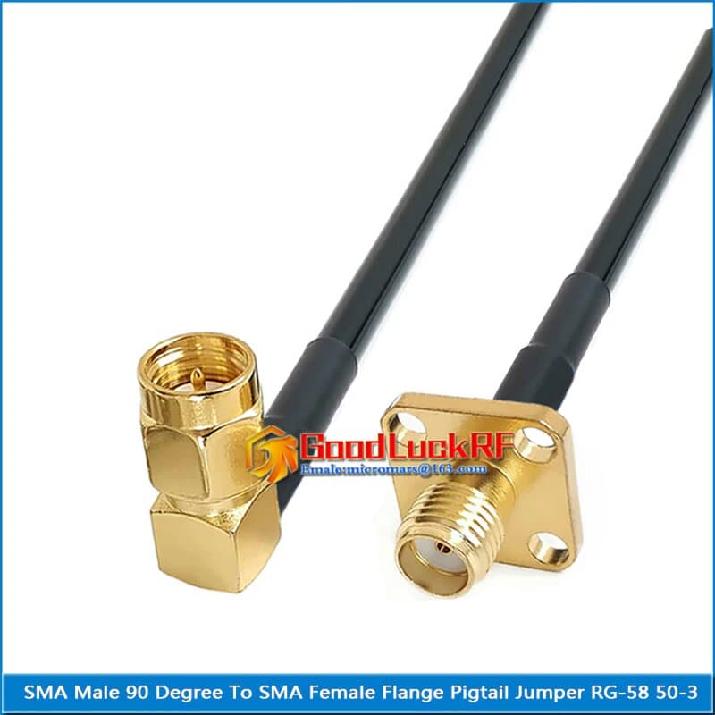 SMA Male Right Angle to SMA Female 4 Hole — image 1