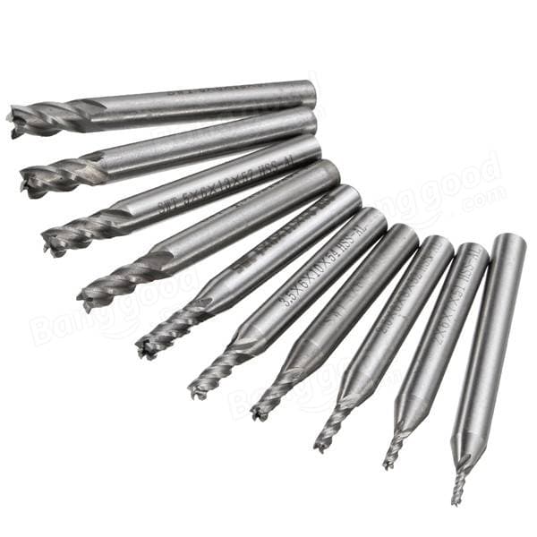 10pcs 1.5mm to 6mm HSS 4 Flute End Mill Cutter 6mm Shank Milling Cutter Set — image 1