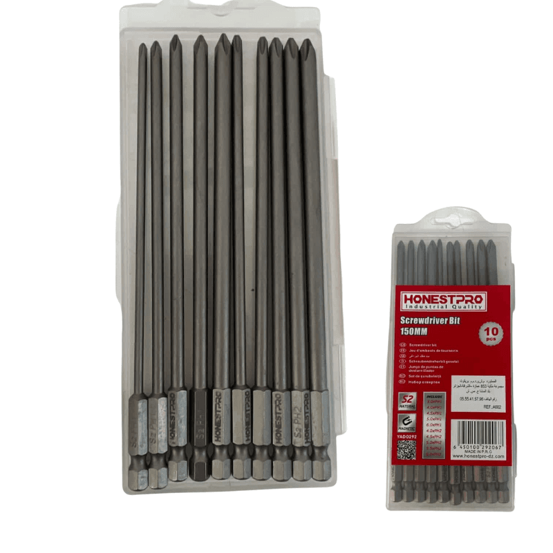 10 Pcs Magnetic Phillips Bits Set PH1, PH2 150mm with PROTOOLKIT Case | YAD0292 — image 1