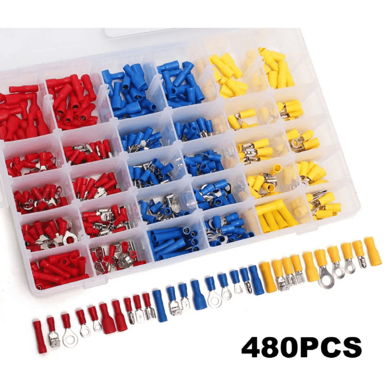  480Pcs Insulated Electrical Wire Connector Terminal Crimp Connectors Kit Box  — image 1
