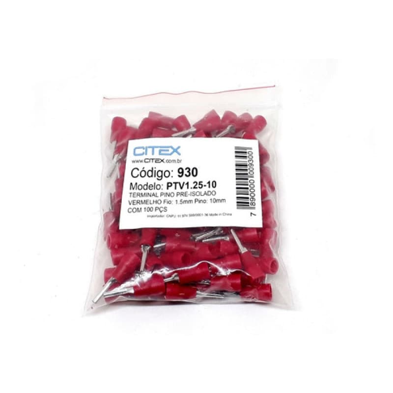 PTV5.5-13 PIN TERMINAL 13MM AM. WIRE 4~6mm² 100 PCS — image 1