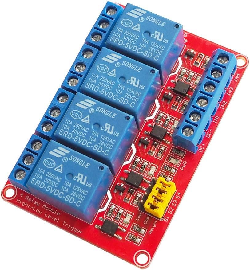 5V 4 Channel Relay Module High/low level trigger with Optocoupler — image 1