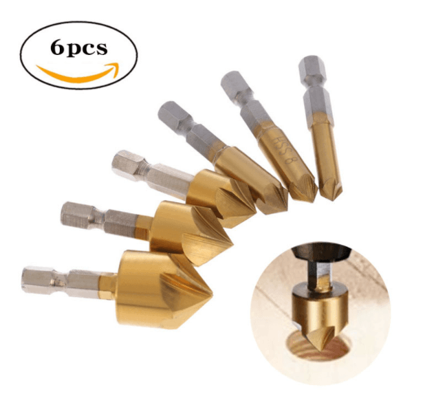 6-19mm 6pcs 5 Flutes HSS Countersink Chamfer Drill Bit 1/4inch — image 1