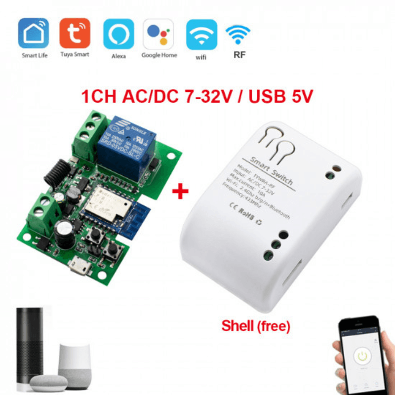 Garage Door Remote Control Module WIFI RF Tuya application 1CH 7-32V — image 1