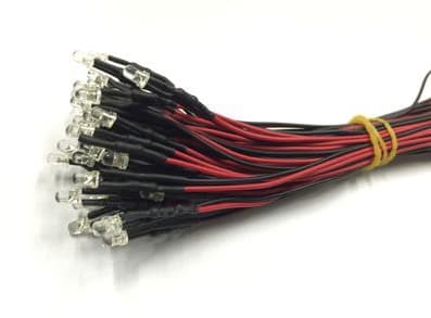 Prewired 5mm 3-12V Warm yellow LEDs with 20cm cable — image 1