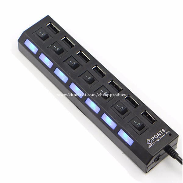 7 Port High Speed USB 3.0 Hub + ON/OFF Switch  — image 1