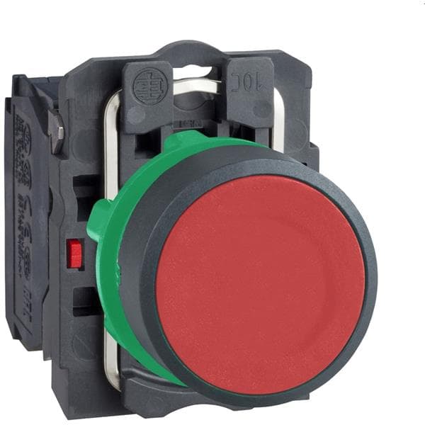 BOUTON POUSSOIR COMPLET AFFLEURANT ROUGE Ø22 AFFLEURANT 220VAC 1NC — image 1