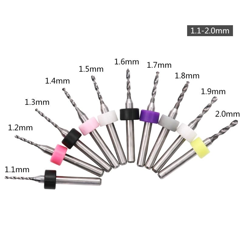 10Pcs 1.1mm-2mm Solid Carbide Mini Drill Bit  — image 1