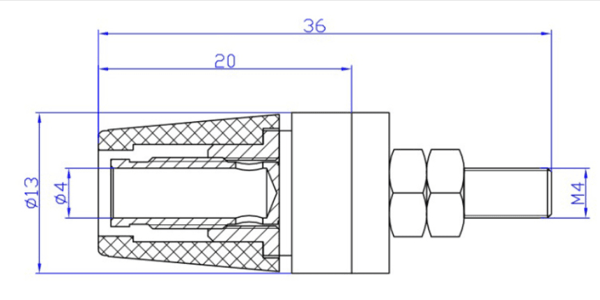 Banana Plug Socket Female M4*36 20A — image 1