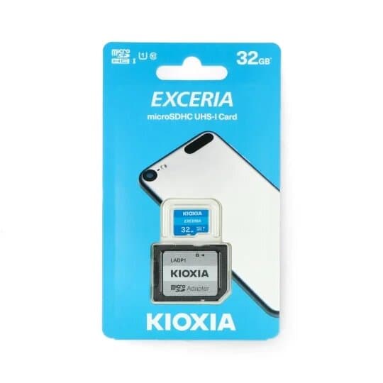 Kioxia Exceria microSD 32GB 100MB / s M203 UHS-I U1 class 10 memory card with adapter — image 1