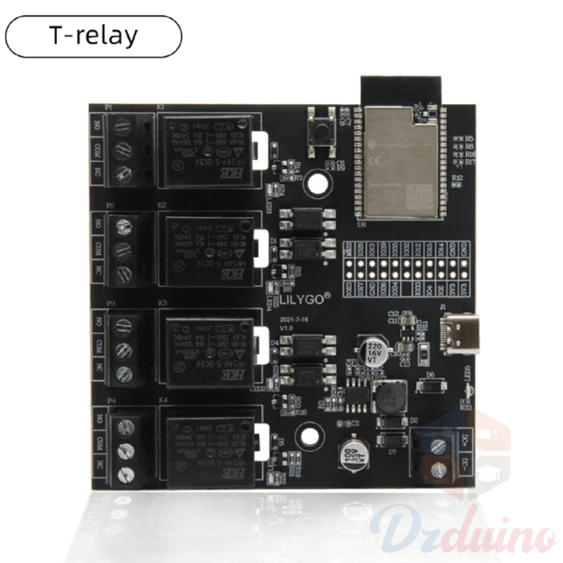 ESP32 Wireless Module DC 5V 4 Groups Relay Development Board ( T-Relay + T-U2T Kit) — image 1