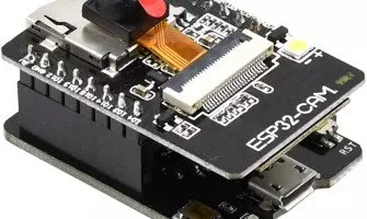 Moduł ESP32-CAM symbolizujący zaawansowane szyfrowanie i technologię