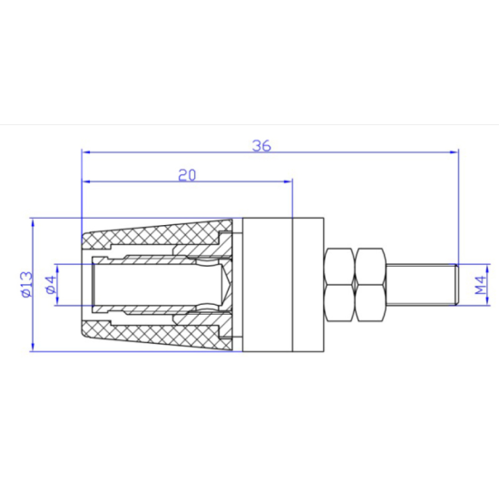 4mm Prise Banane Femelle M4*36 20A