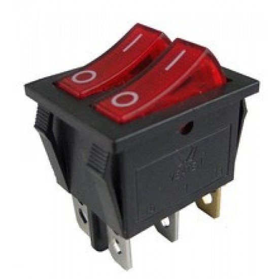 KCD3 bouton rouge On-Off 3Pin DPST Interrupteur à bascule