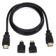 3 In 1 HDMI TO Mini HDMI + Micro HDMI Adapter Cable 1.5M