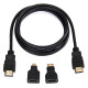 3 In 1 HDMI TO Mini HDMI + Micro HDMI Adapter Cable 1.5M 3 In 1 HDMI TO Mini HDMI + Micro HDMI Adapter Cable 1.5M