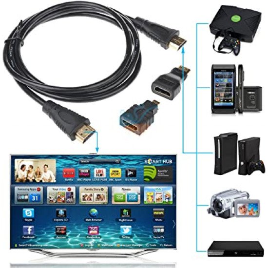 3 In 1 HDMI TO Mini HDMI + Micro HDMI Adapter Cable 1.5M 3 In 1 HDMI TO Mini HDMI + Micro HDMI Adapter Cable 1.5M