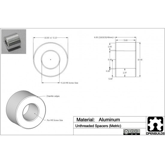 Intercalaires en aluminium - 6mm 