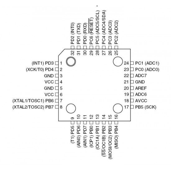 Microcontrôleur AVR - ATmega8A-AU SMD