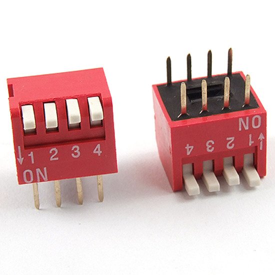 2.54mm 4Positions 8Pin Red DIP Switch