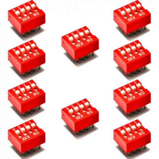 2.54mm 4Positions 8Pin Red DIP Switch
