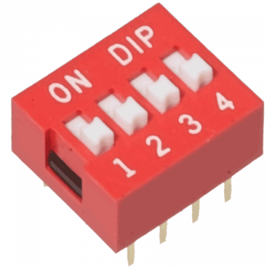 2.54mm 4Positions 8Pin Red DIP Switch