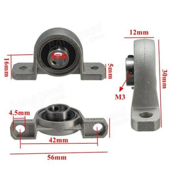 8mm Alésage de bloc d'oreiller monté sur roulement à billes KP08