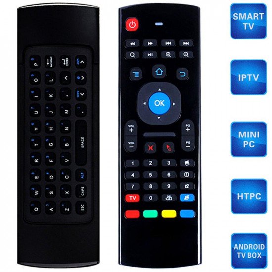 2.4GHz Clavier complet, souris à air et télécommande TV.