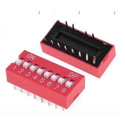 2.54mm 8Positions 16Pin Rouge Interrupteur DIP 2.54mm 8Positions 16Pin Rouge Interrupteur DIP