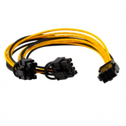 Câble d' alimentation splitter PCI-E 6-pin to 2x 6+2-pin 18AWG 20CM Câble d' alimentation splitter PCI-E 6-pin to 2x 6+2-pin 18AWG 20CM