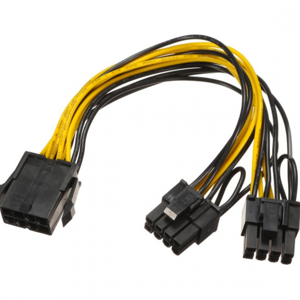 8-pin to 2x 6+2-pin 18AWG 20CM PCI-E Power Splitter Cable