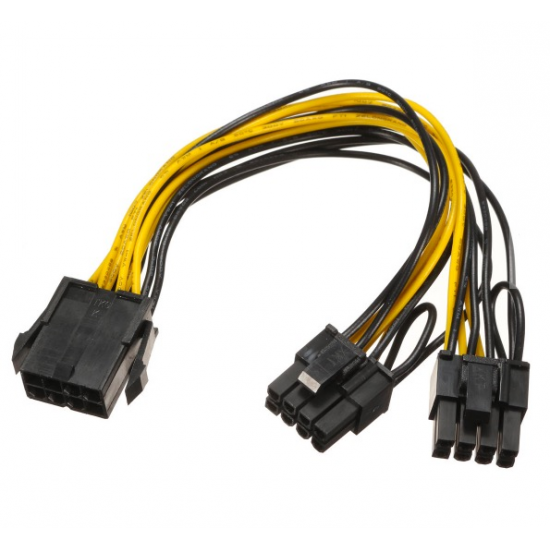 Câble répartiteur d'alimentation PCI-E 8pin à 2x 6 + 2pin 18AWG 20CM