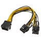 Câble répartiteur d'alimentation PCI-E 8pin à 2x 6 + 2pin 18AWG 20CM