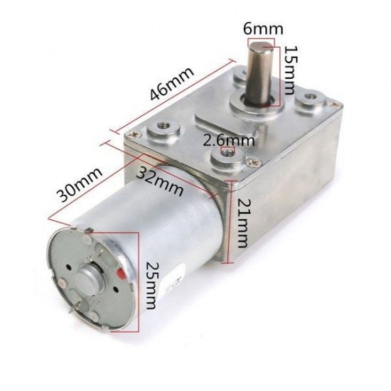 JGY370 Moteur à vis sans fin turbo à couple élevé réversible  DC 6V 150RPM