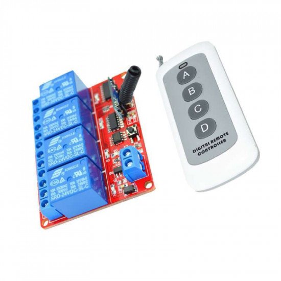 12V 4CH 1000m Remote Control Relay Switch - 433MHz 12V 4CH 1000m Remote Control Relay Switch - 433MHz