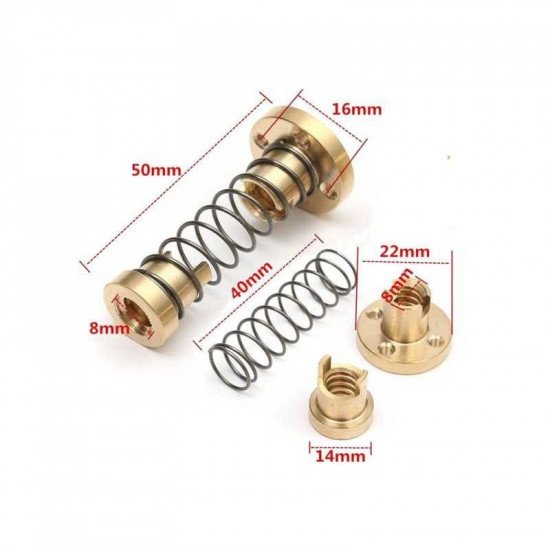 T8 Ecrou à Ressort Anti-Backlash Pour 2mm / 8mm Acme Tige Filetée